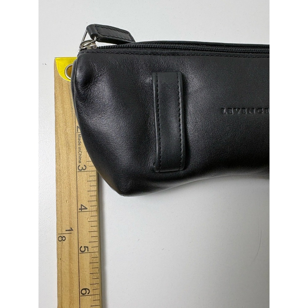 Levenger Double Pouch Eyeglass Case Leather Belt Loop Padded Black Travel Bomber - Picture 6 of 6